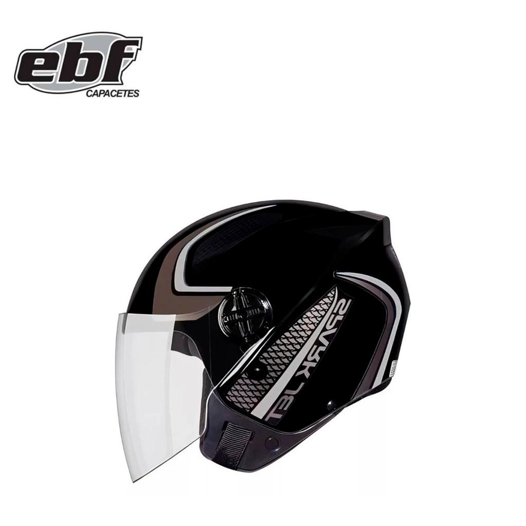Capacete Ebf Spark Jet Speed Aberto Preto/prata 60 Com Forro Removível E Design Europeu Leve - Ebf