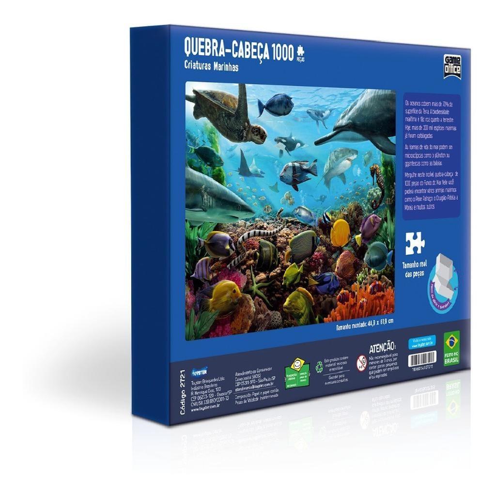 Quebra Cabeça Puzzle 1000 Pçs Criaturas Marinhas Game Office