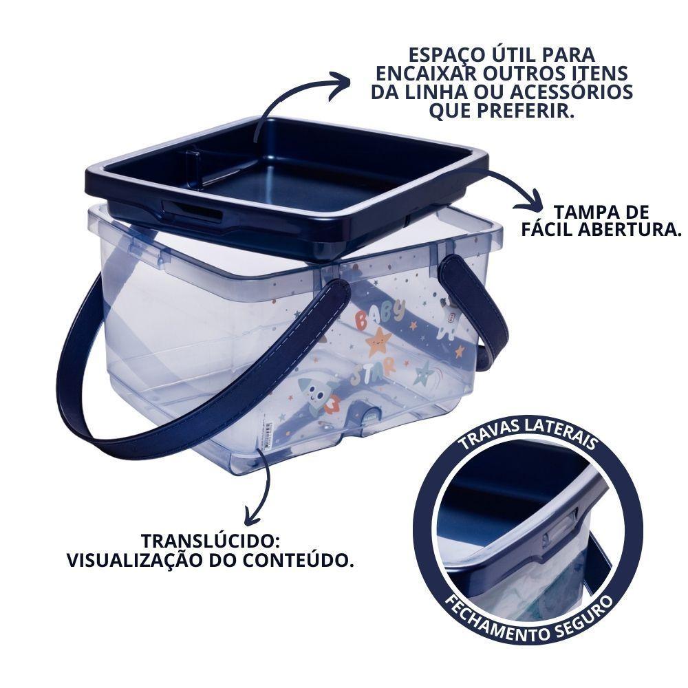 Kit Trocador Astronauta 3 Peças Bebê Enxoval Lenço Fralda Caixa Plasútil