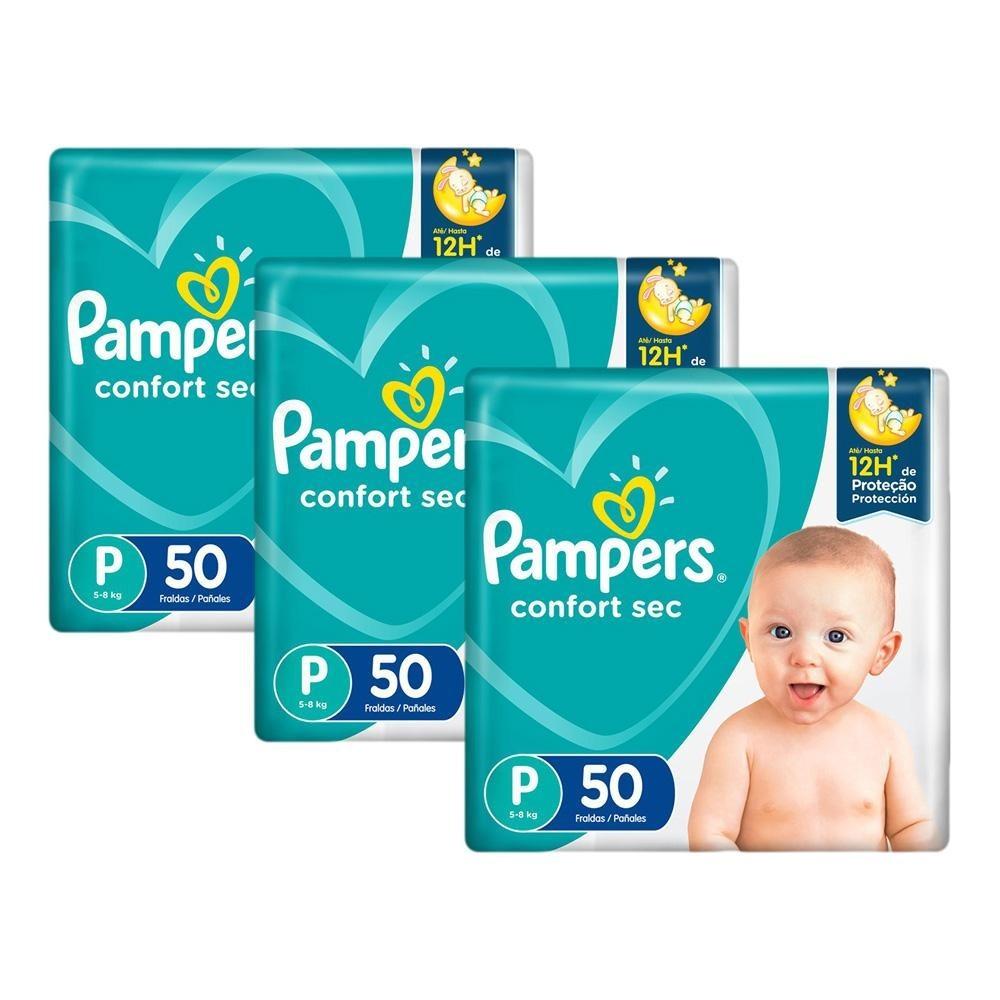 Kit Fralda Pampers Confort Sec P Com 150 Unidades