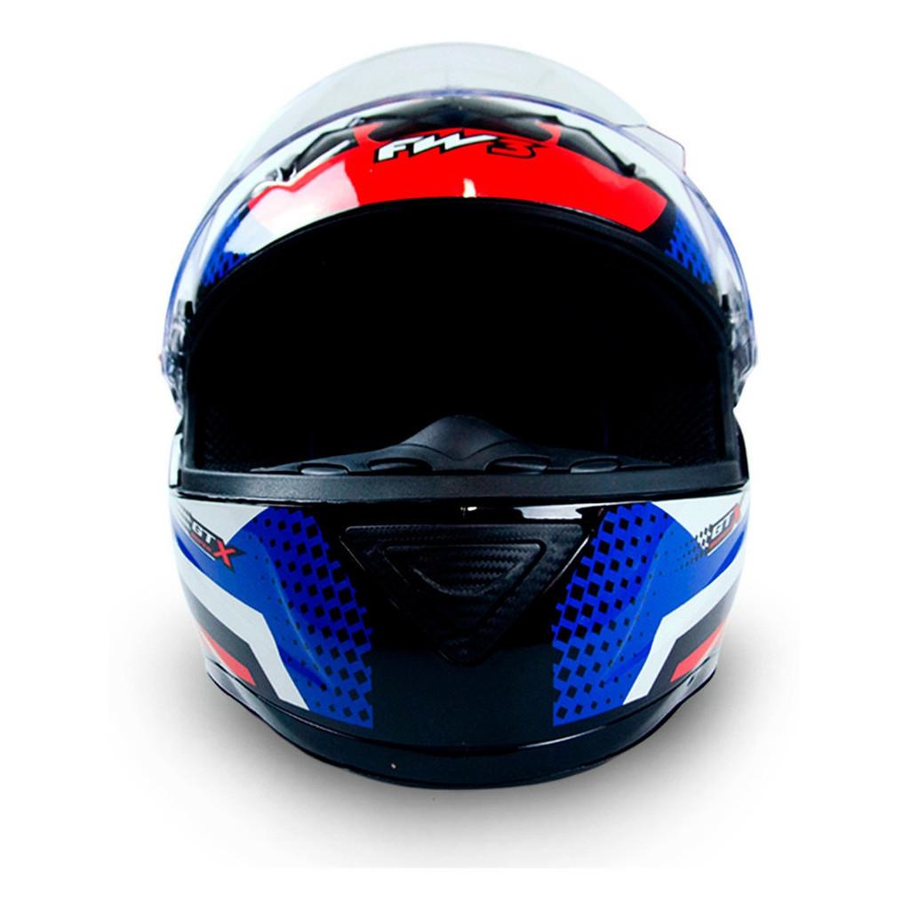 Capacete Moto Fechado Gtn Super Viseira Cristal Azul/branco Brilhante Inmetro Tamanho 60 - FW3