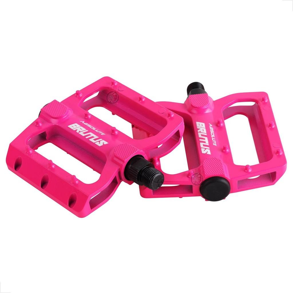 Pedal Plataforma Absolute Brutus Flat 9/16 Rosa - Dh Enduro Bmx Rosca Grossa 9/16 Freerider Bicicleta