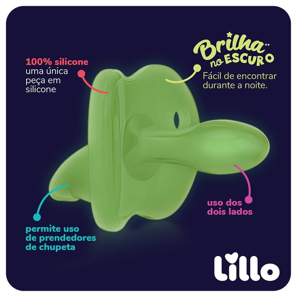 Kit 2 Chupetas 100 Silicone Calming Night Day 6m+ Rosa - Lillo