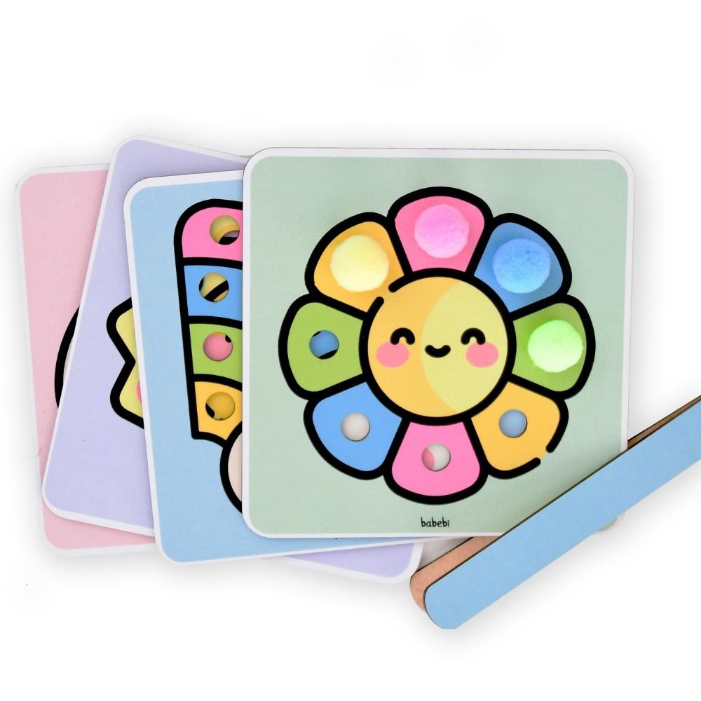 Jogo De Tabuleiro Pega Pom Madeira Babebi Educativo Mesa Tabuleiro Joguinhos Bolsa Infantil
