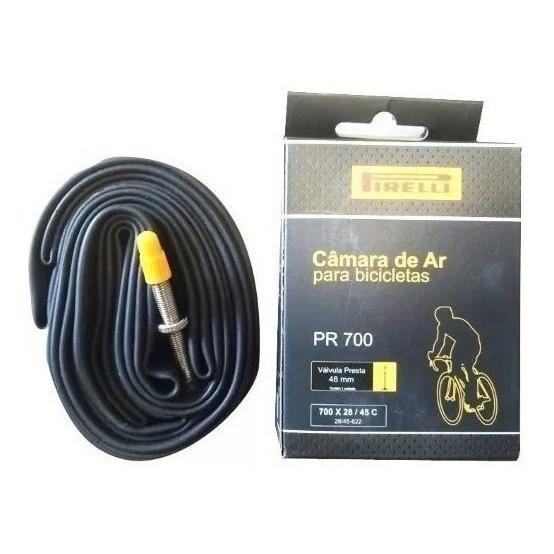 Kit 2 Câmaras Ar Pirelli 700x28 A 700x45 Válvula Presta 48MM Gravel Híbrida Speed