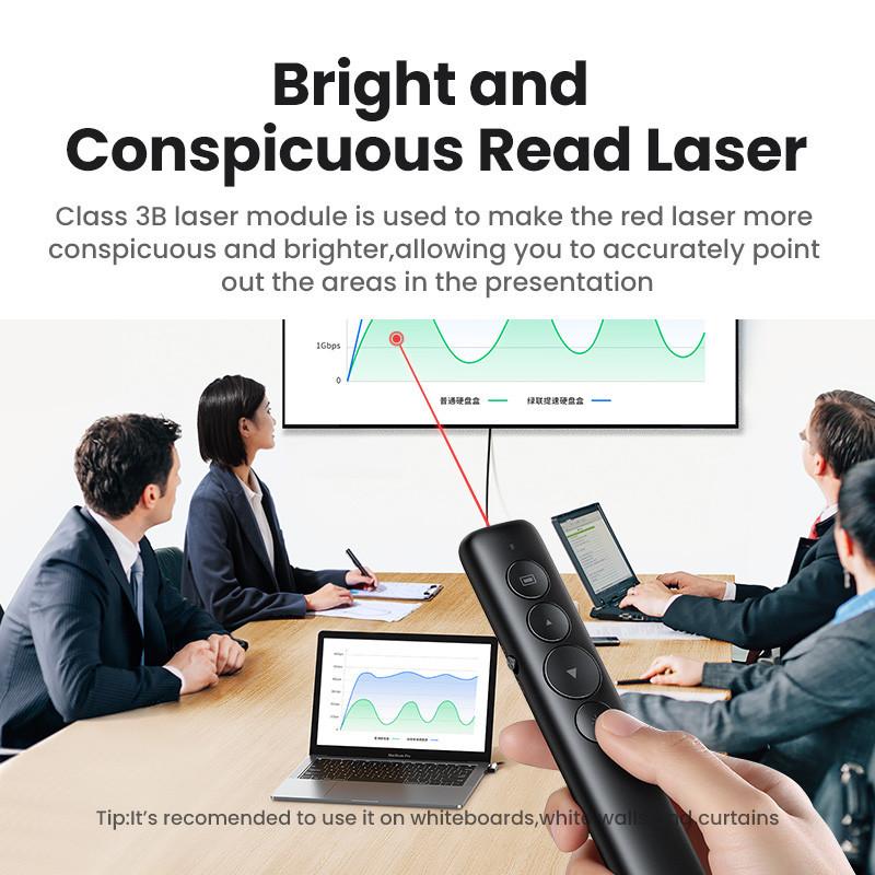 Apresentação Ugreen Wireless Apresentador Apontador Laser Clicker Remoto Powerpoint USB 2.4ghz Caneta Ppt Para Janela