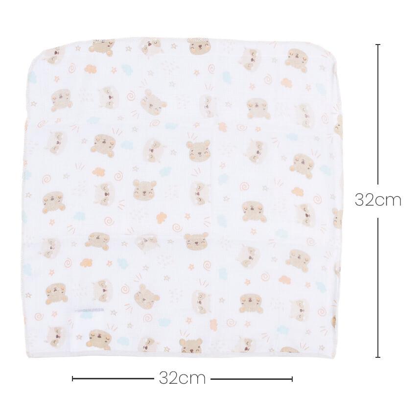 Kit Pano De Boca Gijo Borbado Urso - 03 Peças 32cm X 32cm