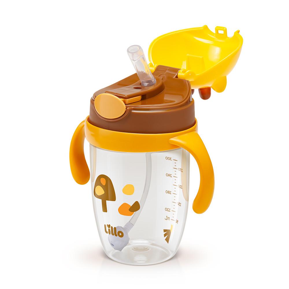 Copo Infantil Tritan Com Alça E Canudo Girafa 300ml - Lillo