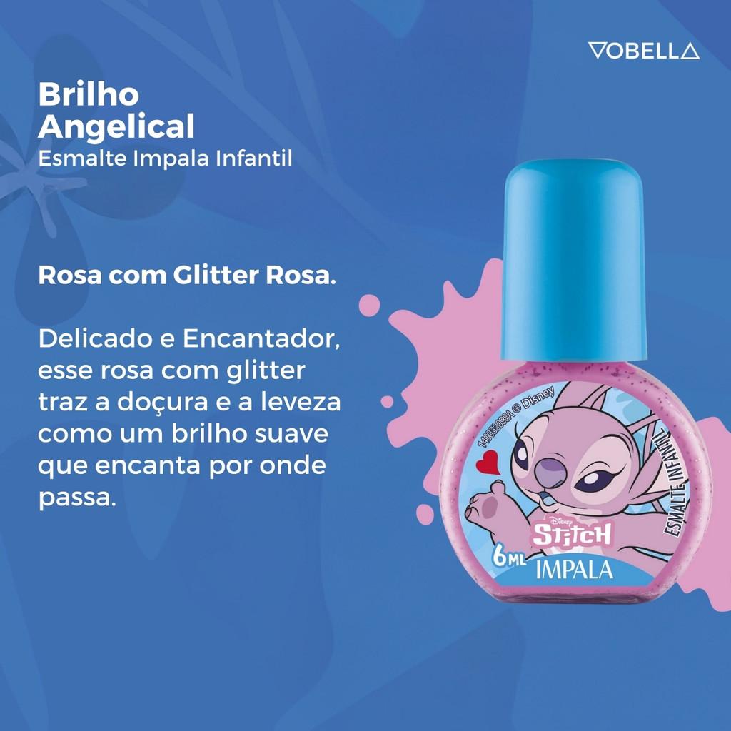 Kit 5 Esmaltes Infantil Coleção Stitch Disney Unha Impala