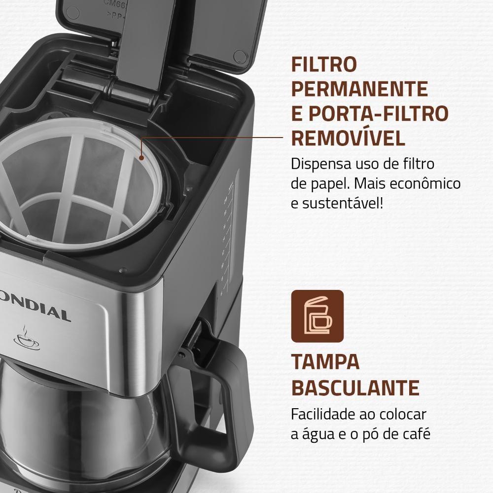 Cafeteira Elétrica Dolce Arome Mondial Inox C-43-20 Xícaras Preta 127V