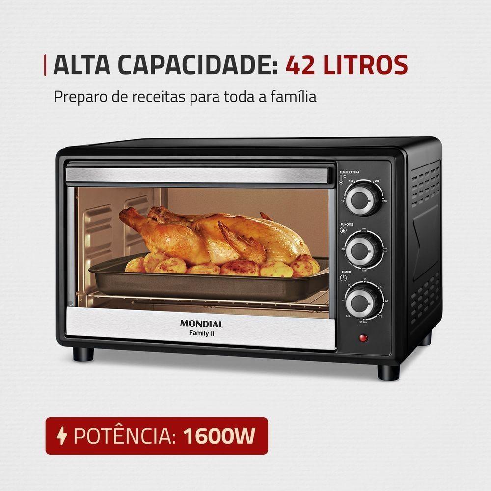 Forno Elétrico 42l Family Ii Mondial Preto/inox Fr-42 60hz 220V