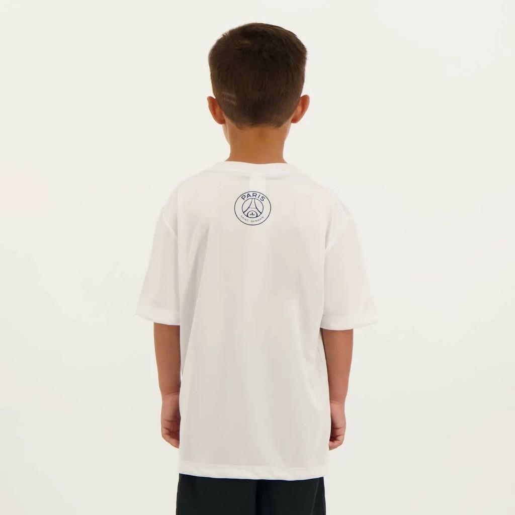 Kit De Camisa E Calção Psg Infantil Branca E Marinho