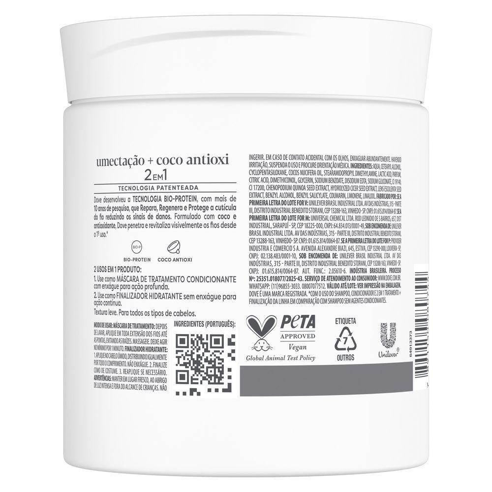 Máscara Capilar 2 Em 1 Dove Umectação + Coco Antioxi 500g