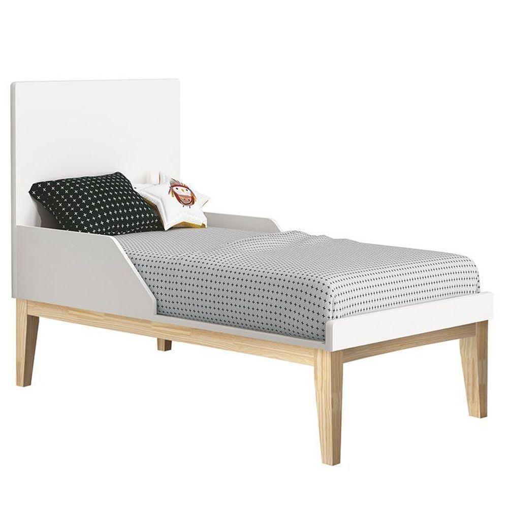 Berço Americano E Cômoda Infantil 1 Porta Classic Branco Com Pés Madeira Natural - Reller