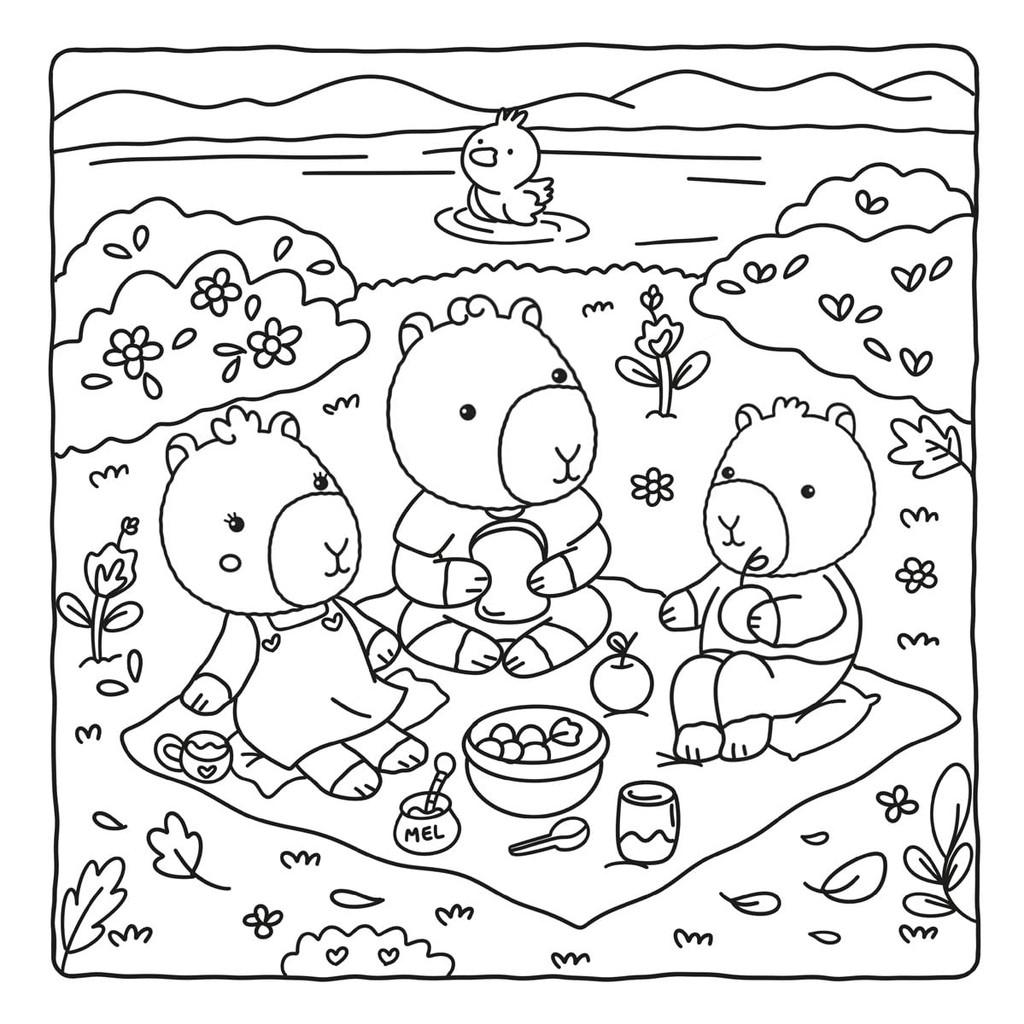 Cute Capybaras Livro De Colorir