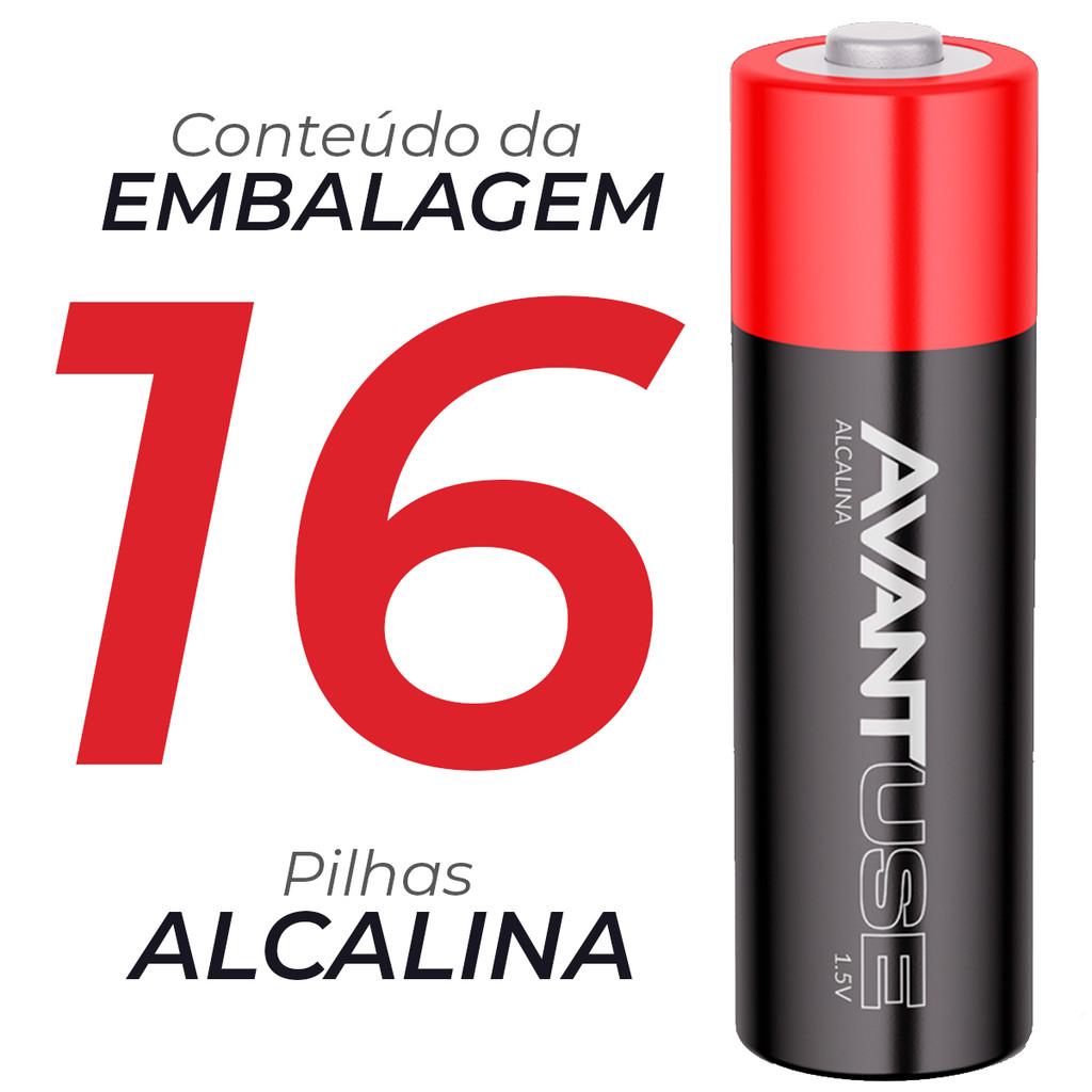 Kit 16 Pilhas Alcalina Pequena Aa 2a 1.5v Cod 408030014 Avant Use