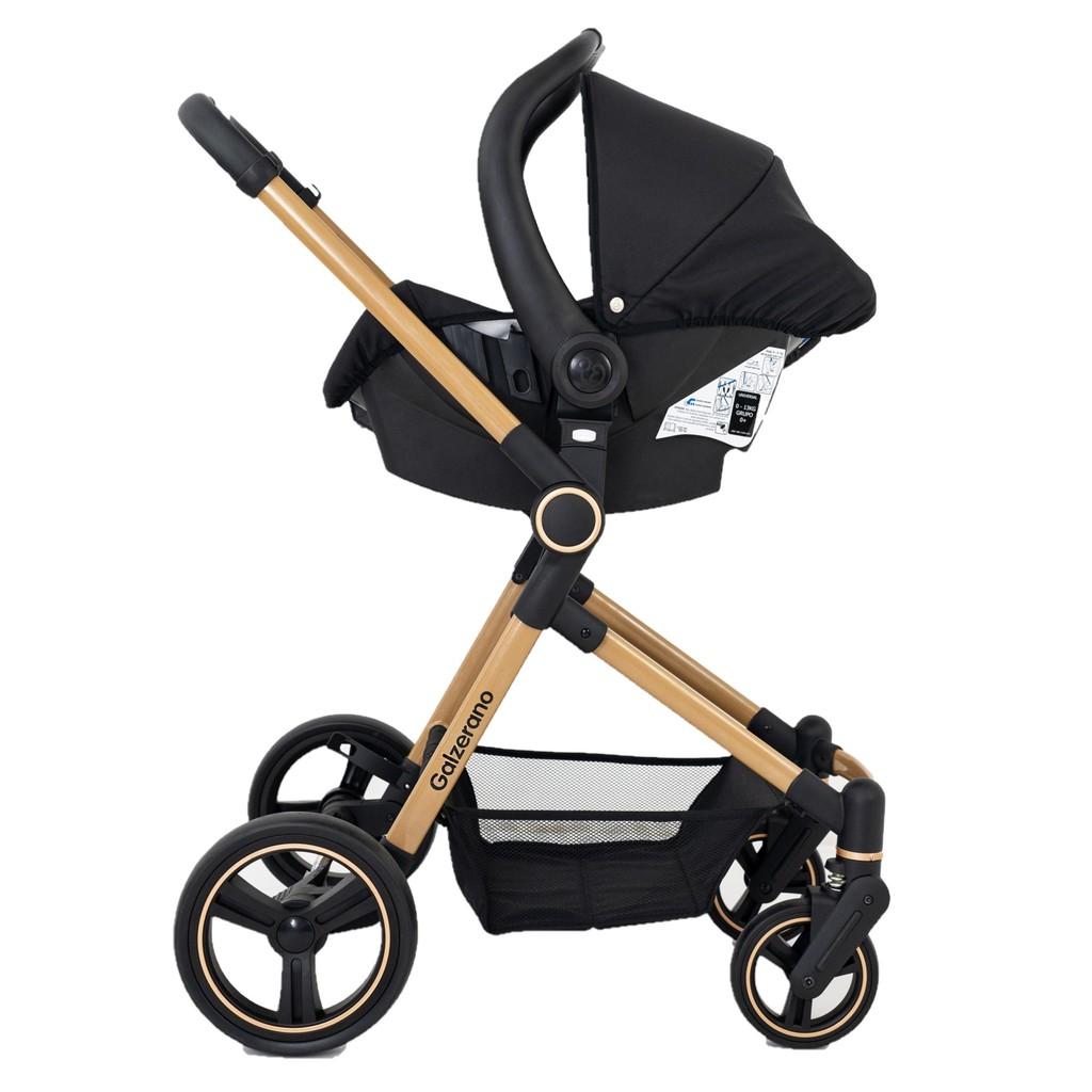 Carrinho Ivy Trio Gold Com Bebê Conforto E Base Galzerano