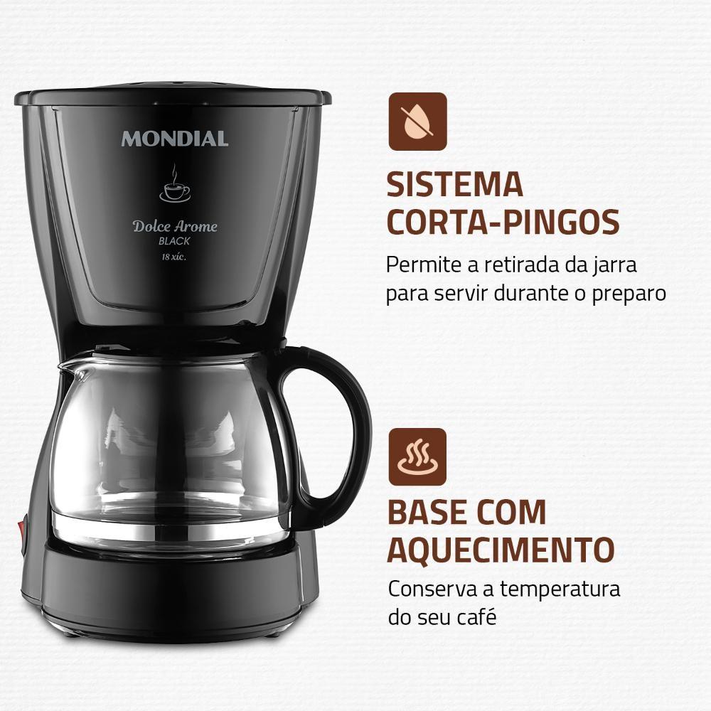 Cafeteira Elétrica Dolce Arome 127V Mondial 550W C-30-18x-fb 18 Xicaras Preto