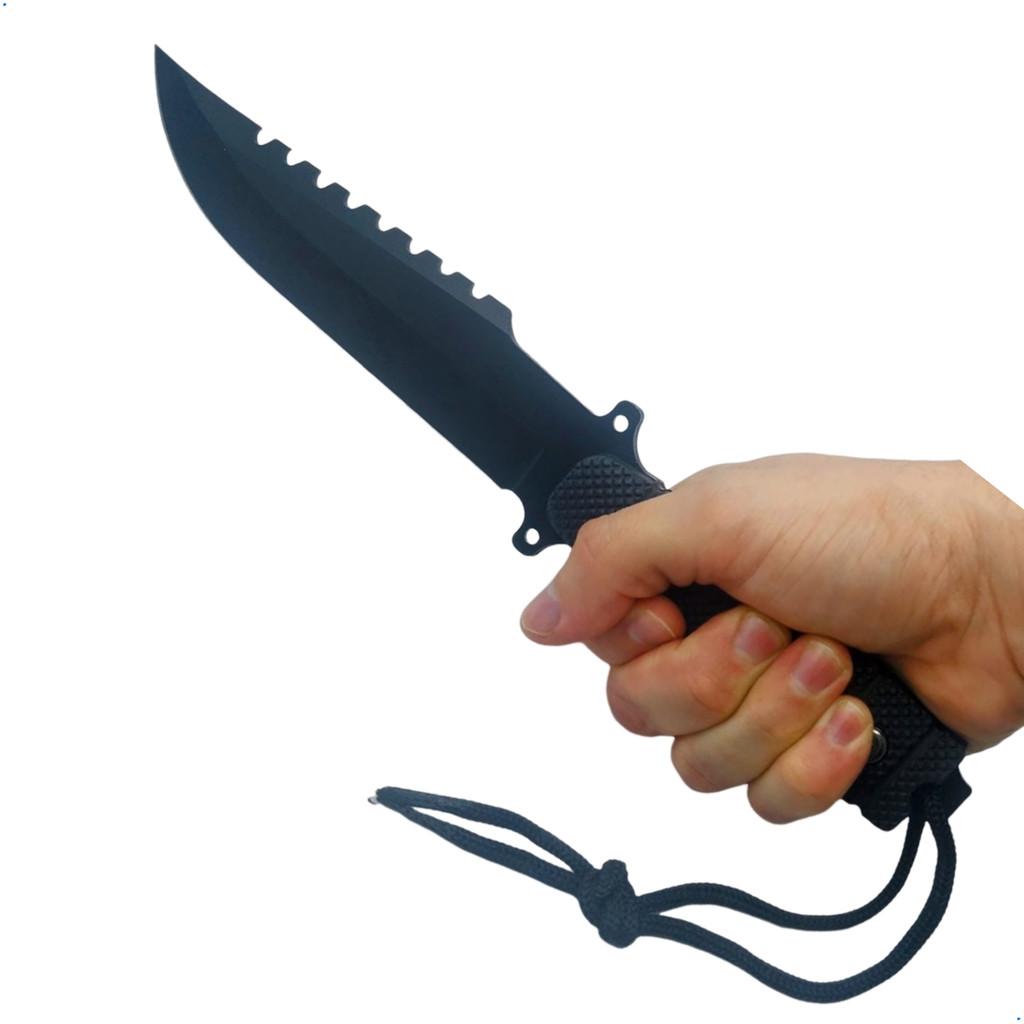 Faca Tática Militar Trilha Caça Pesca Rambo Sobrevivência Caçada + Estojo Bainha Cor Preto