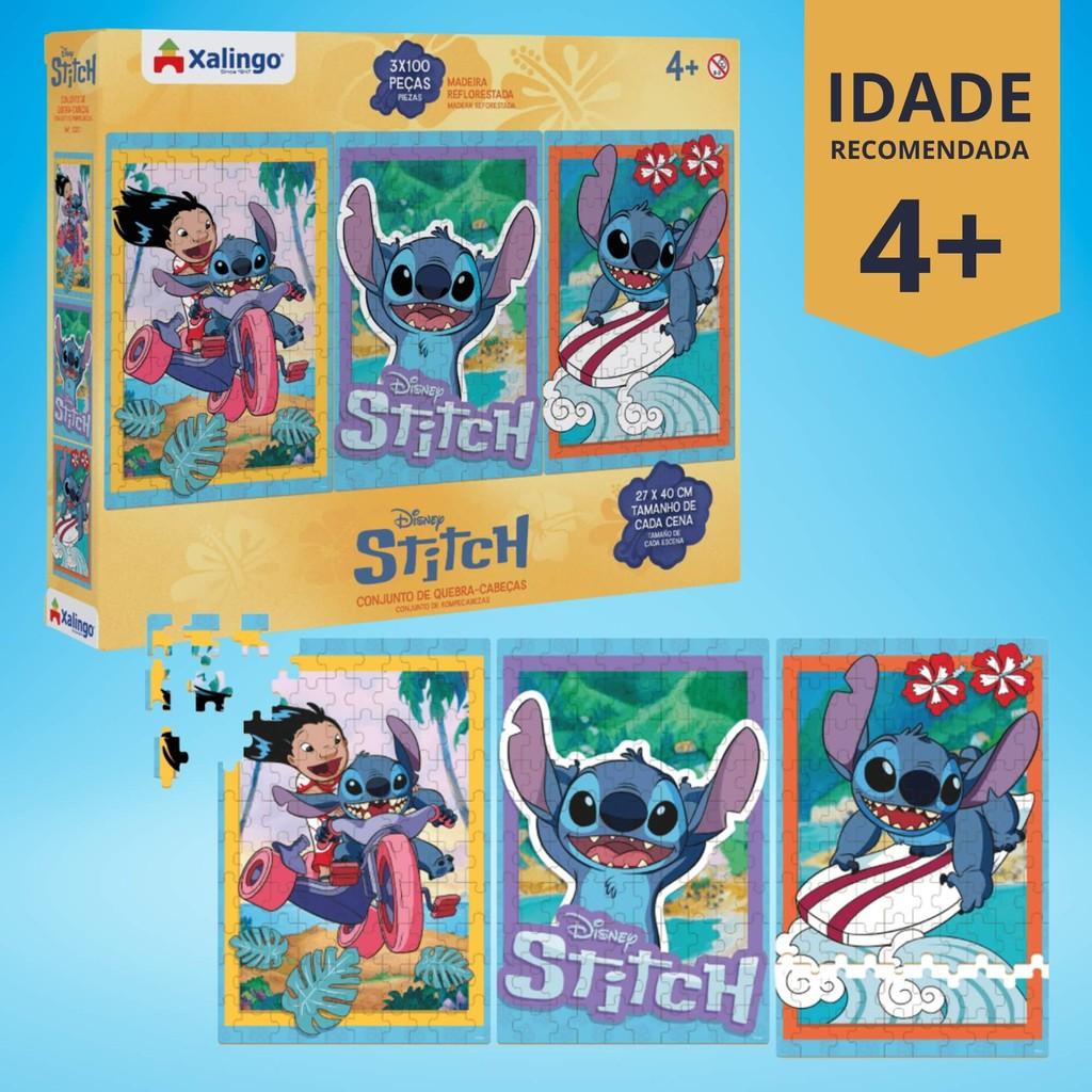 Quebra-cabeça Infantil Stitch - 3 Cenas 300 Peças Xalingo