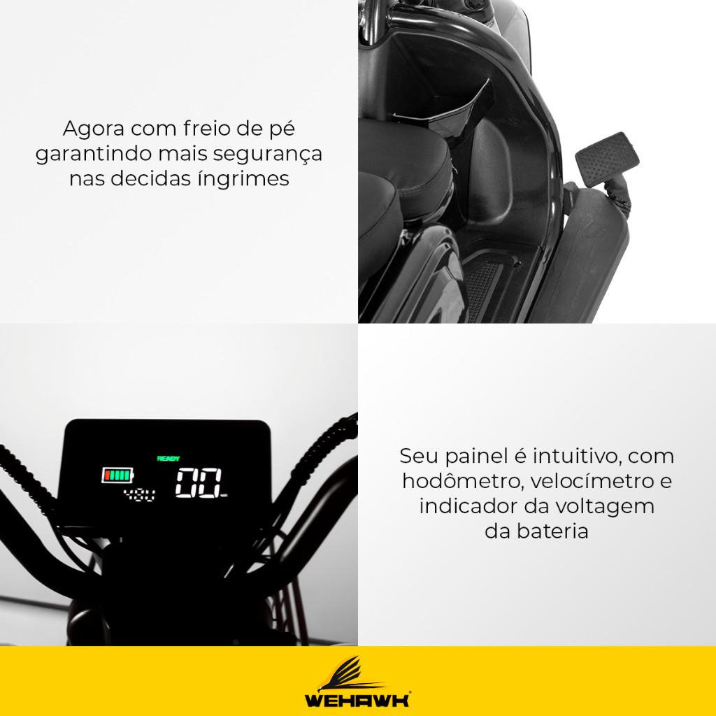 Triciclo Elétrico 800W Para 3 Lugares Bateria De Lítio Autonomia De 50km Sem Cnh Wehawk Multi 3