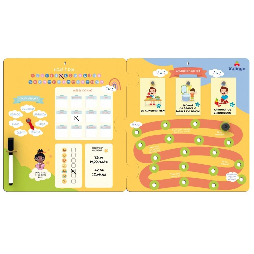 Brinquedo Jogo Painel De Atividades Ii 18 Cartas Xalingo Quadro Madeira Reflorestada Criança Foco