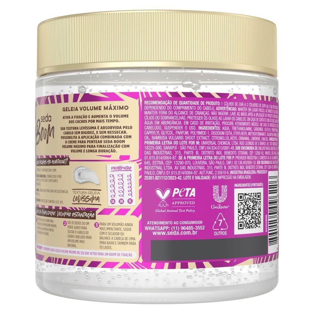 Geleia Seda Boom Volume Máximo 500g