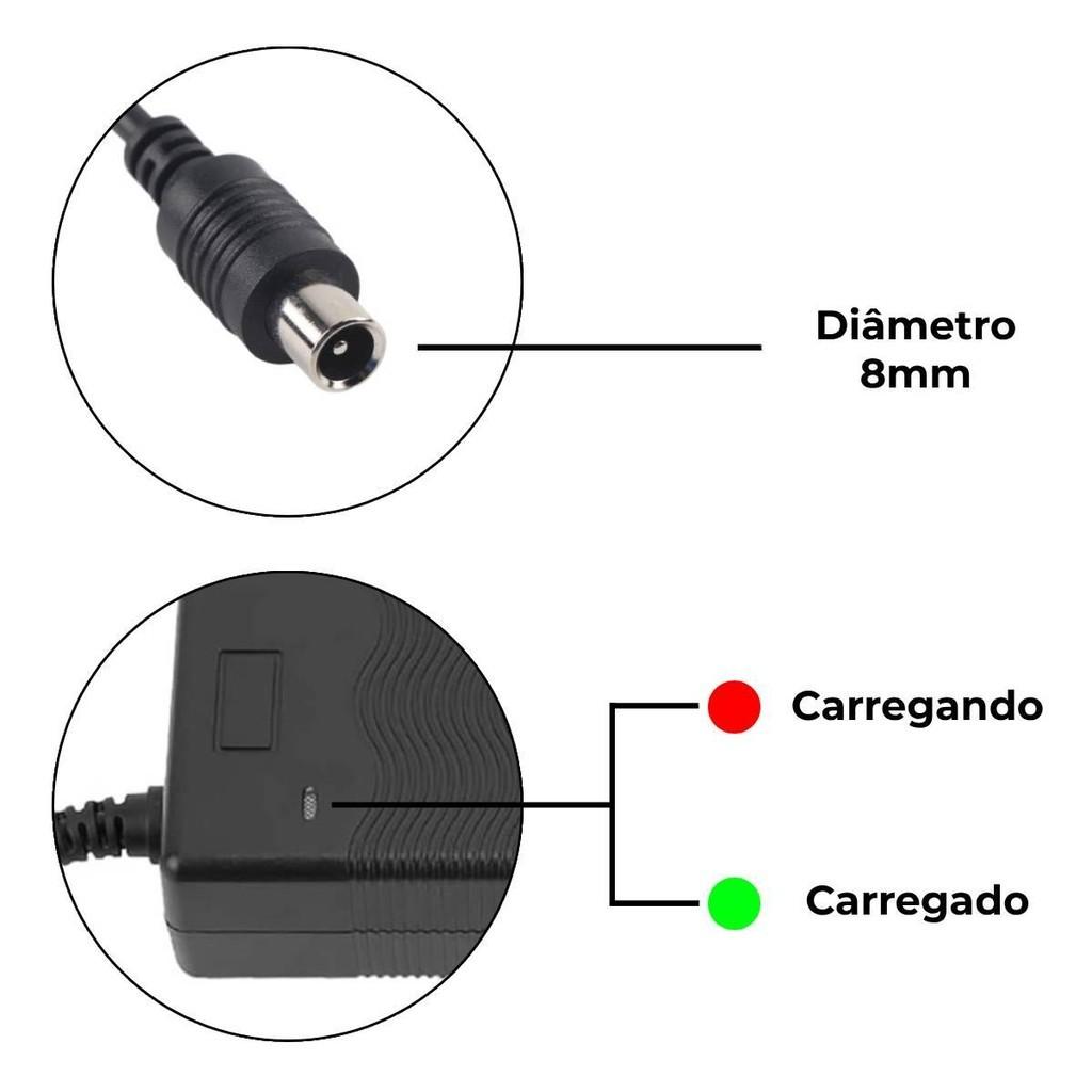 Carregador Bivolt 36V 2A Bivolt Para Patinete Elétrico Compatível Foston E Xiaomi