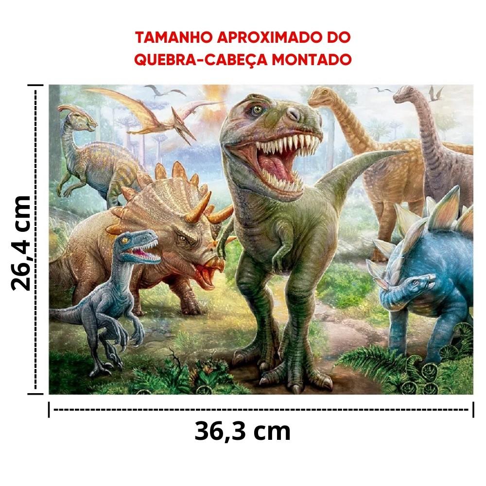 Quebra Cabeça Dinossauros 100 Peças Grow Brinquedo Animais Jogo Didático Paisagem Desenho Menino