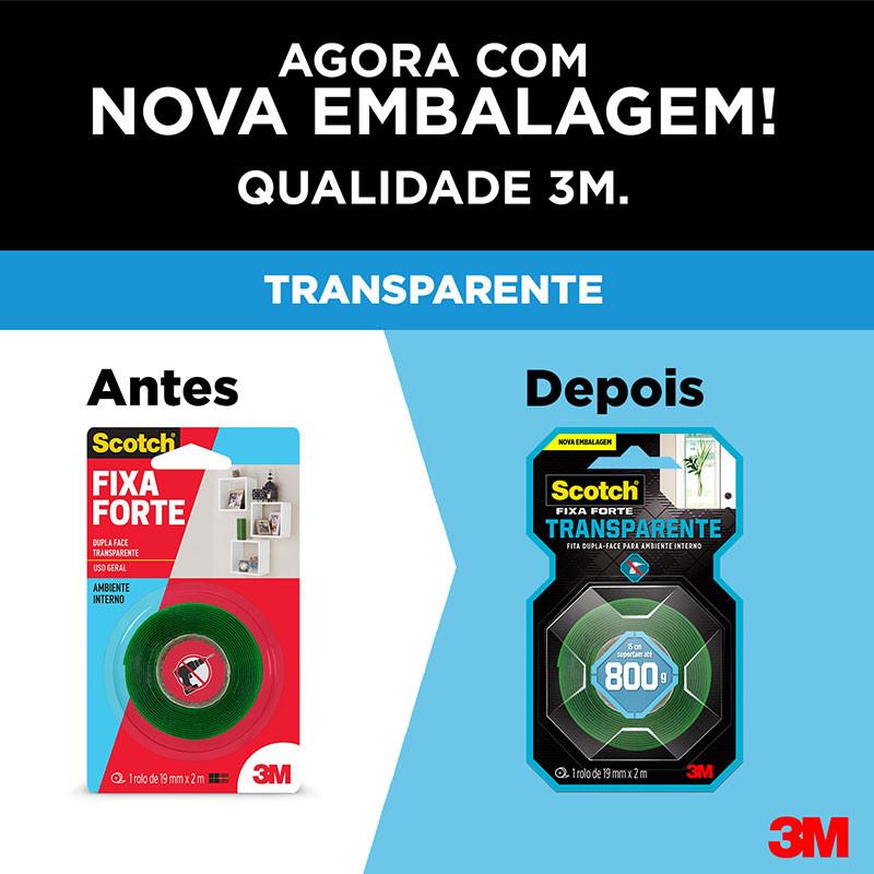 Fita Dupla Face Fixa Forte Transparente 19mmx2m 3M