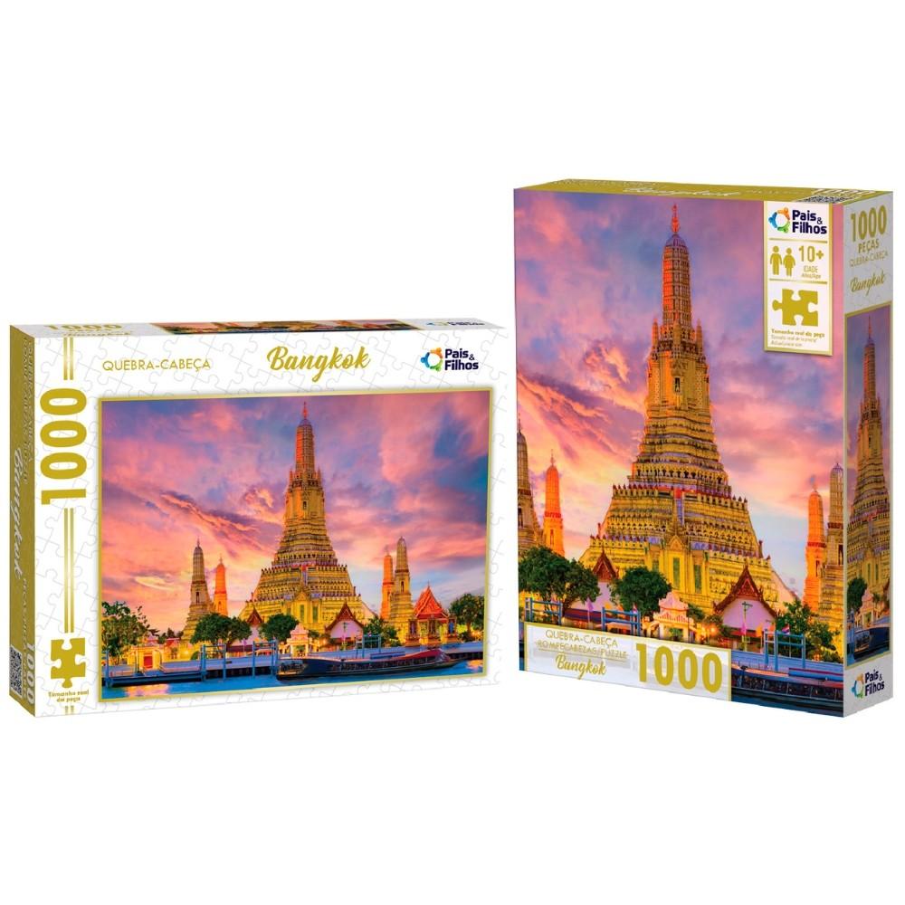 Quebra Cabeça Bangkok 1000 Peças Pais E Filhos Puzzle Paisagem Turístico Tailândia Wat Arun Templo