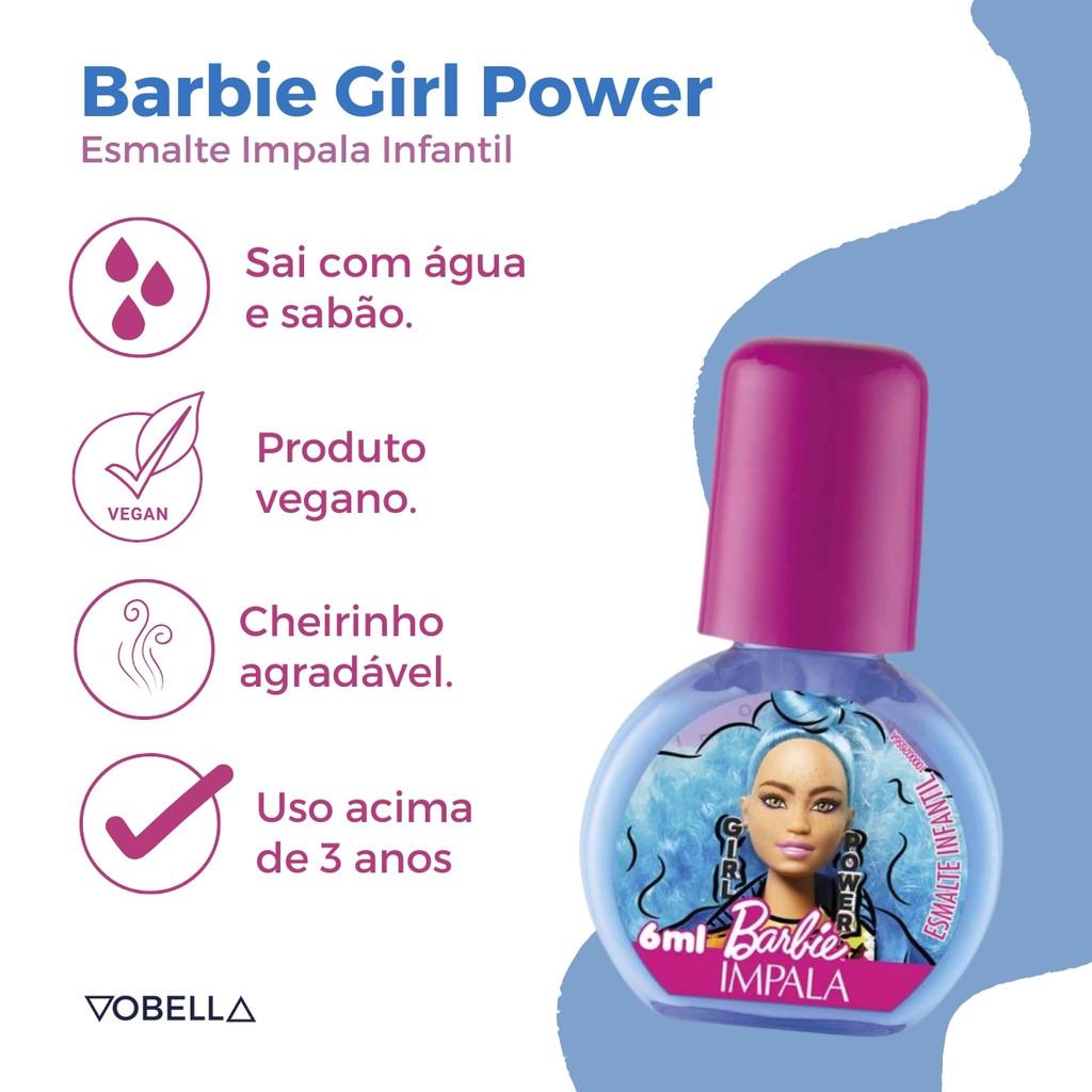 Kit Esmalte Azul Paleta Maquiagem Barbie Vegano Kids Impala