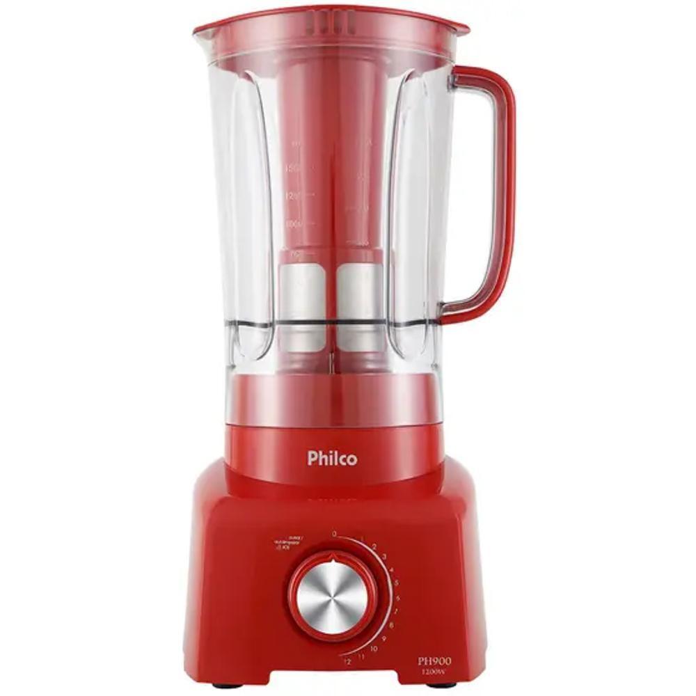 Liquidificador 12 Velocidades Philco Vermelho C/filtro 1200w 110v