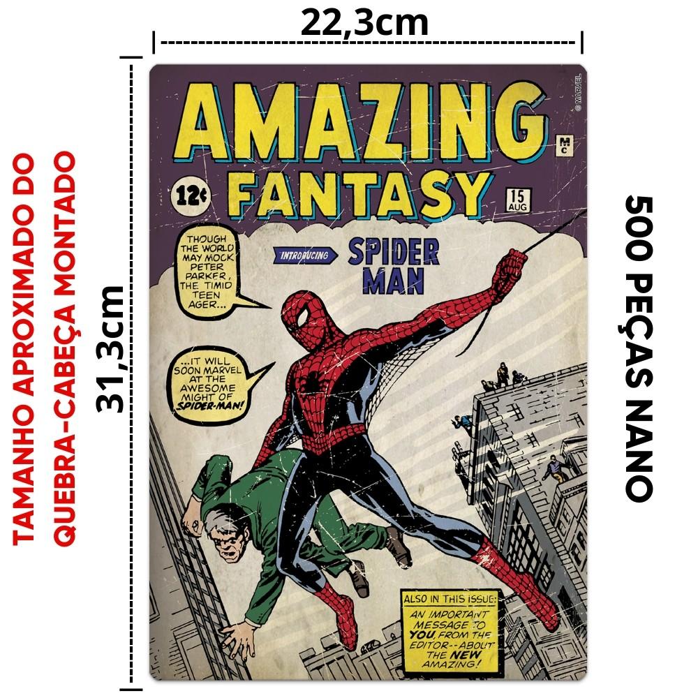 Quebra Cabeça Nano Homem Aranha 500 Peças Pequena Toyster Spider Man Filme Super Herói Marvel Comics