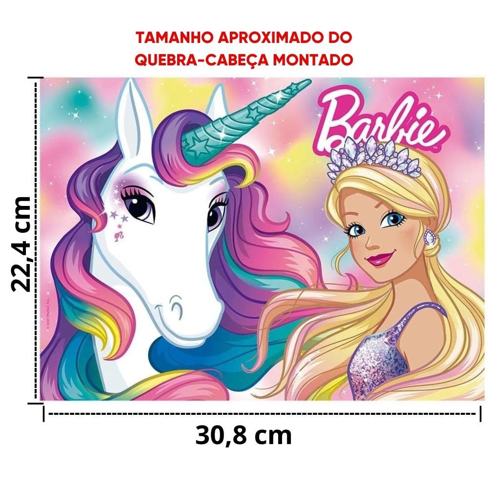 Quebra Cabeça Barbie 60 Peças Grow Puzzle Mattel Desenho Infantil Jogos Meninas Princesas Unicórnio