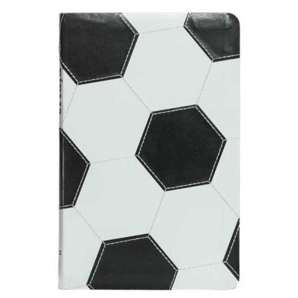 Bíblia Sagrada Slim Nvi Capa Luxo Futebol Couro-soft Preto E Branco
