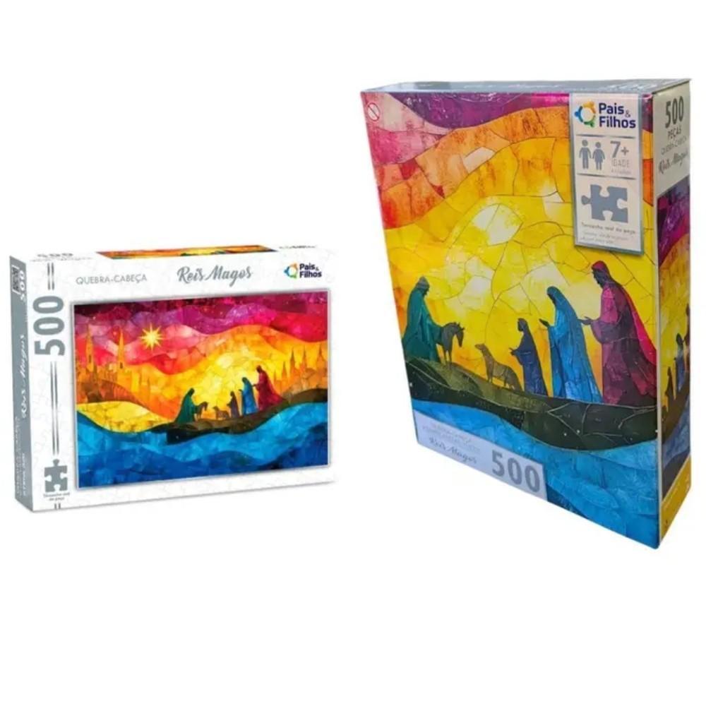Quebra Cabeça Reis Magos 500 Peças Pais E Filhos Puzzle Nascimento Jesus Cristo Religião Quadro Deus