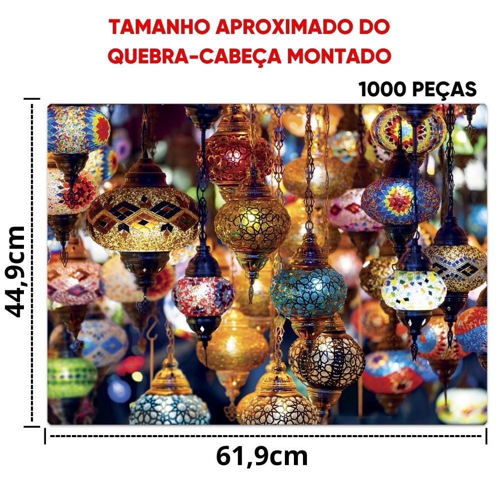 Quebra Cabeça Mercado Das Luzes 1000 Peças Toyster Puzzle Istambul Turquia Lanterna Luz Mágico Bazar