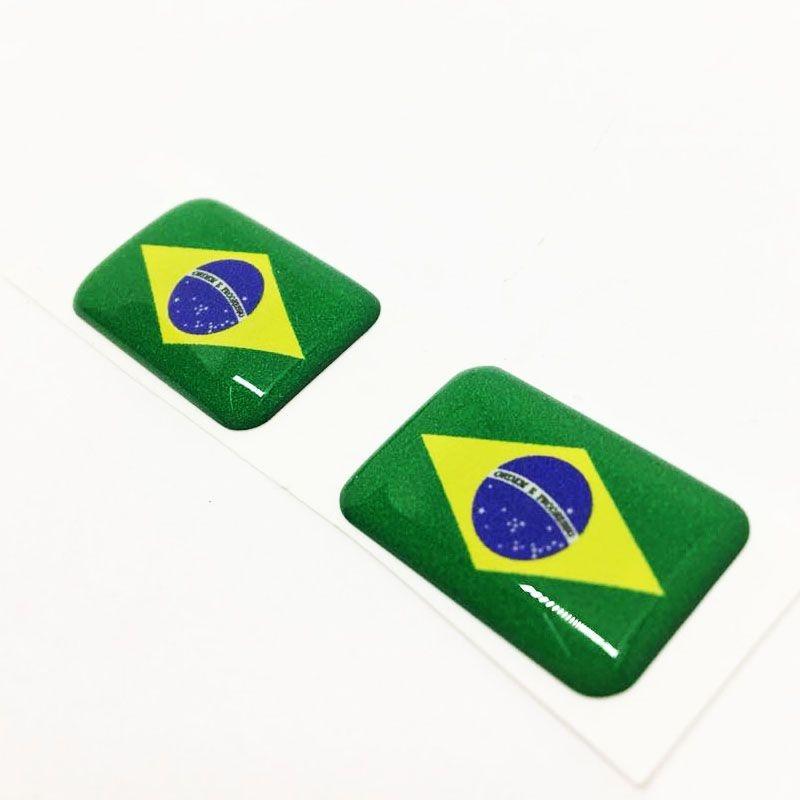 Par Bandeiras Brasil Placa De Carro Moto Adesivas Resinadas