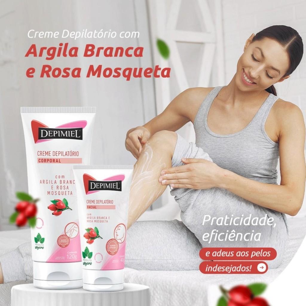Creme Depilatório Argila Branca Rosa Mosqueta Depimiel 120g
