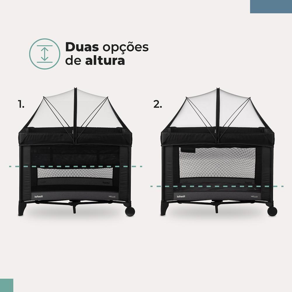 Berço Portátil Hello Infanti Com Mosquiteiro Chiqueirinho 0-18kg Preto