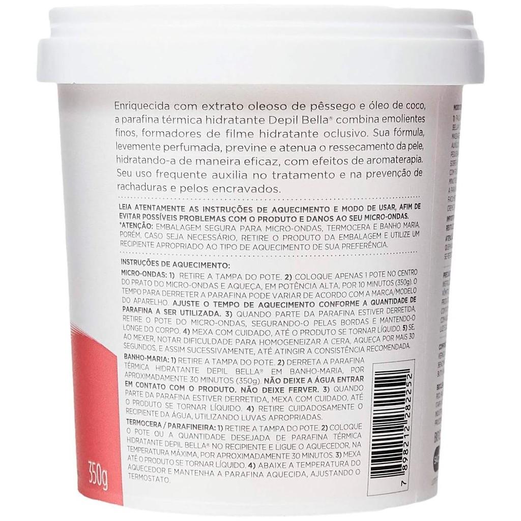 Parafina Térmica Hidratante Com Extrato De Pêssego E Óleo De Coco Depil Bella 350g Fragrância Suave