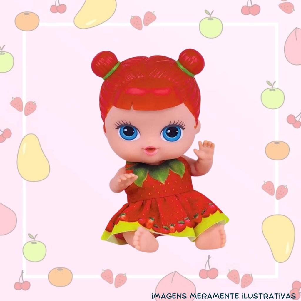 Kit Brinquedo Infantil Bonecas Coleção Frutinhas Morango Abacaxi Blister C/Cheirinho Cotiplas