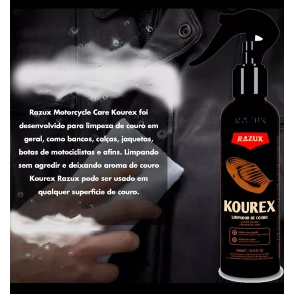 Limpador De Couro Spray P/Banco De Moto Kourex Razux 240ml
