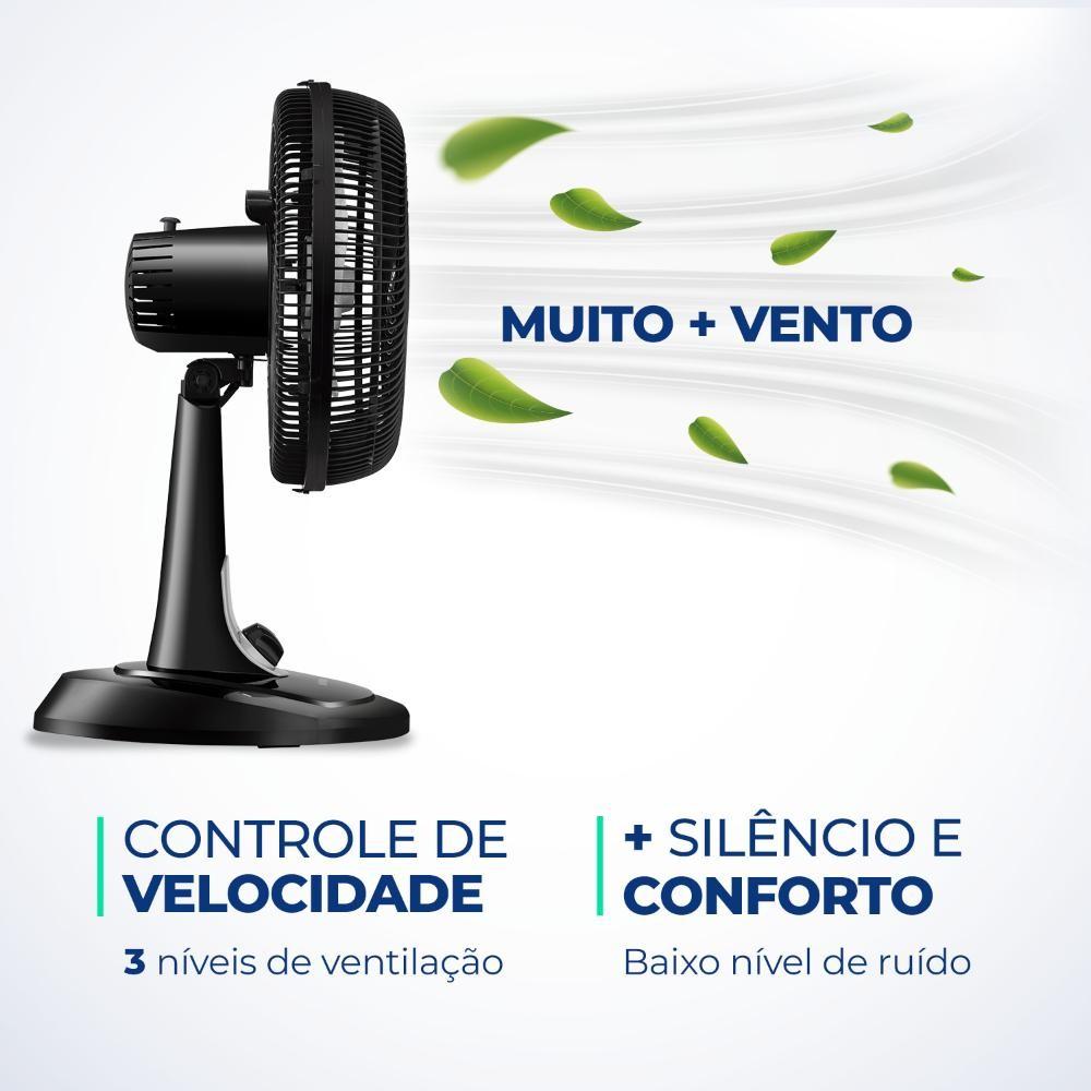 Ventilador De Mesa Mondial Turbo 6 Pás 30cm 60W 220V Preto - Vt-30-nb