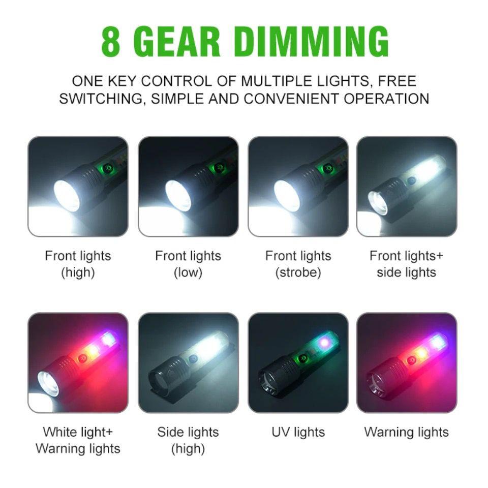 Lanterna Magnetica Multifuncional De 30W LED Mini Zoom Transparente Com Suporte Caneta Bateria Integrada Super Brilhante