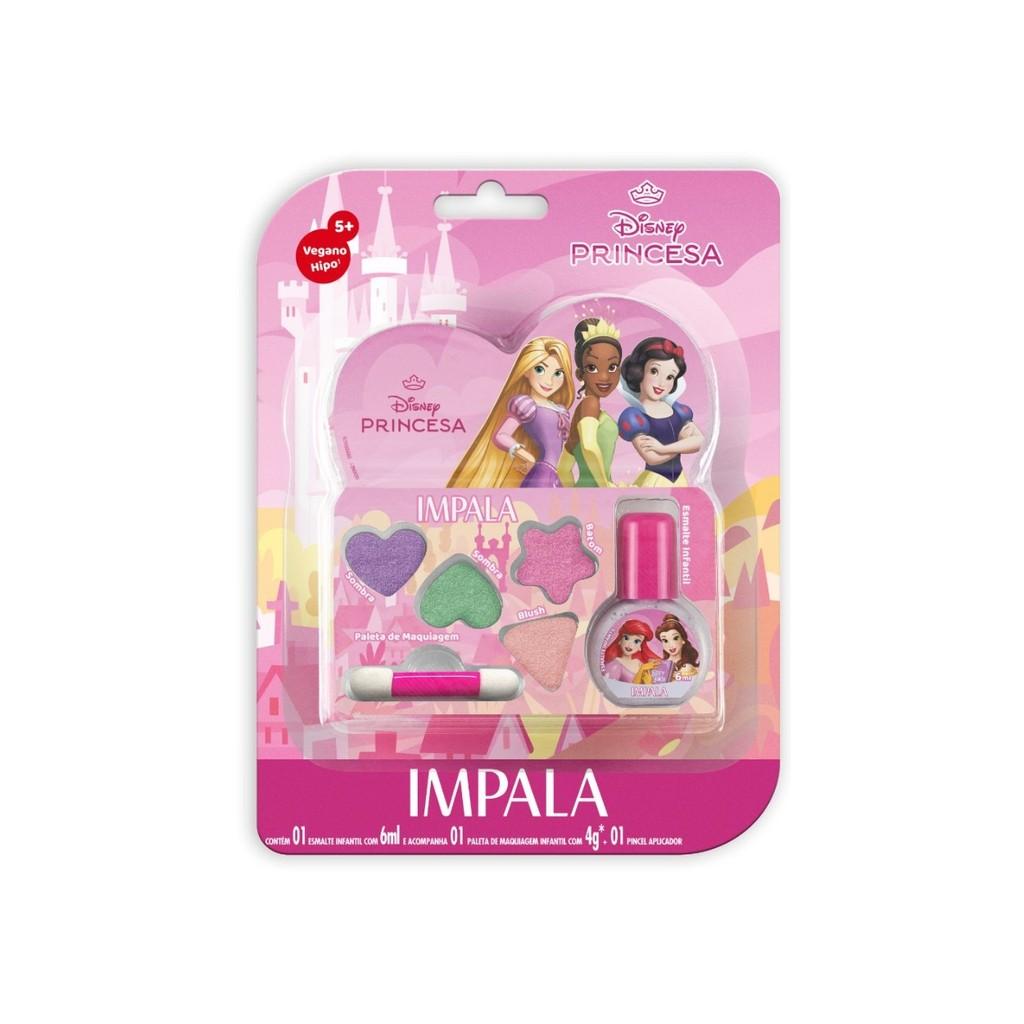 Kit Esmalte E Paleta Maquiagem Princesas Disney Kids Impala