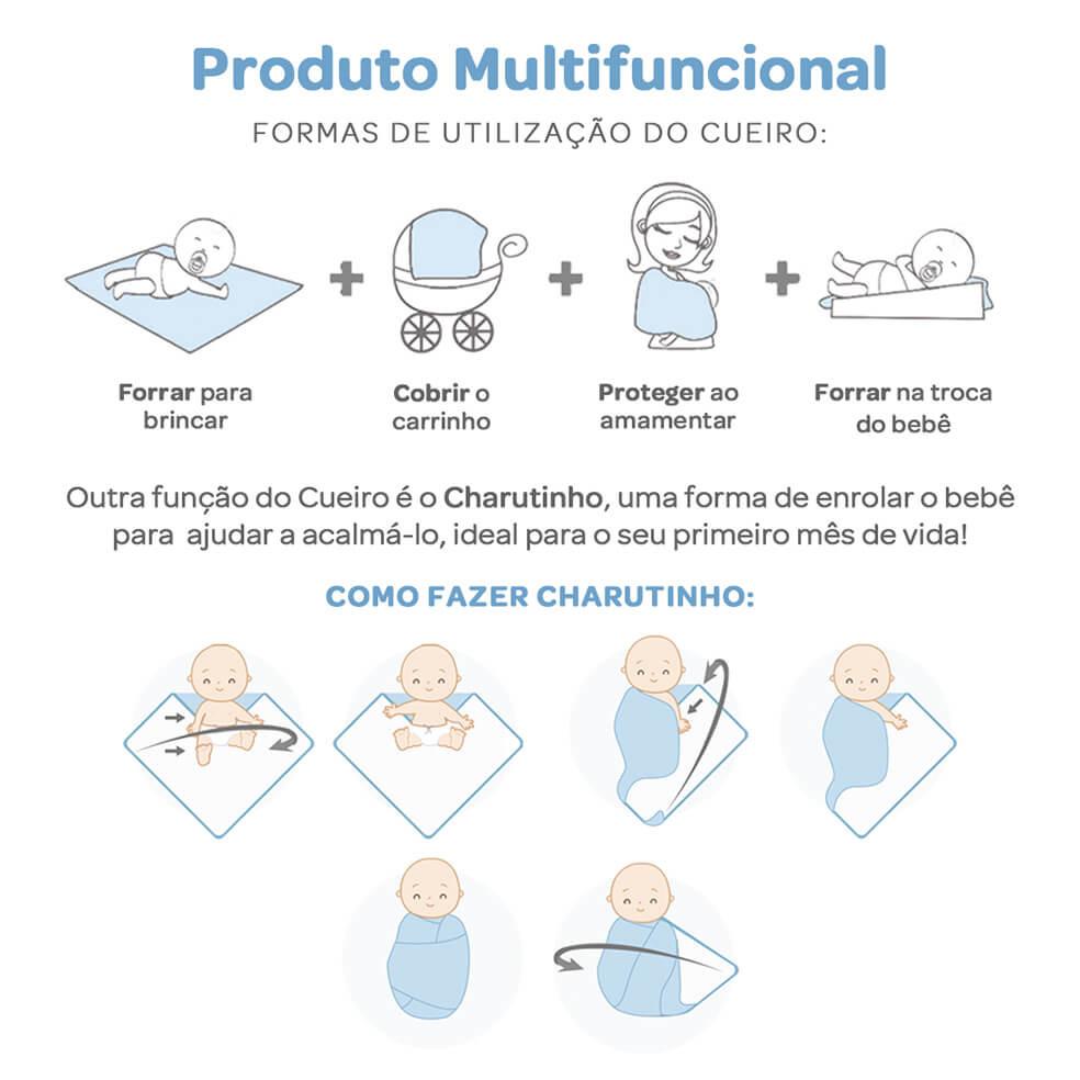 Kit Cueiro Bordados Papi Flanelado Cavalinho - 3 Peças