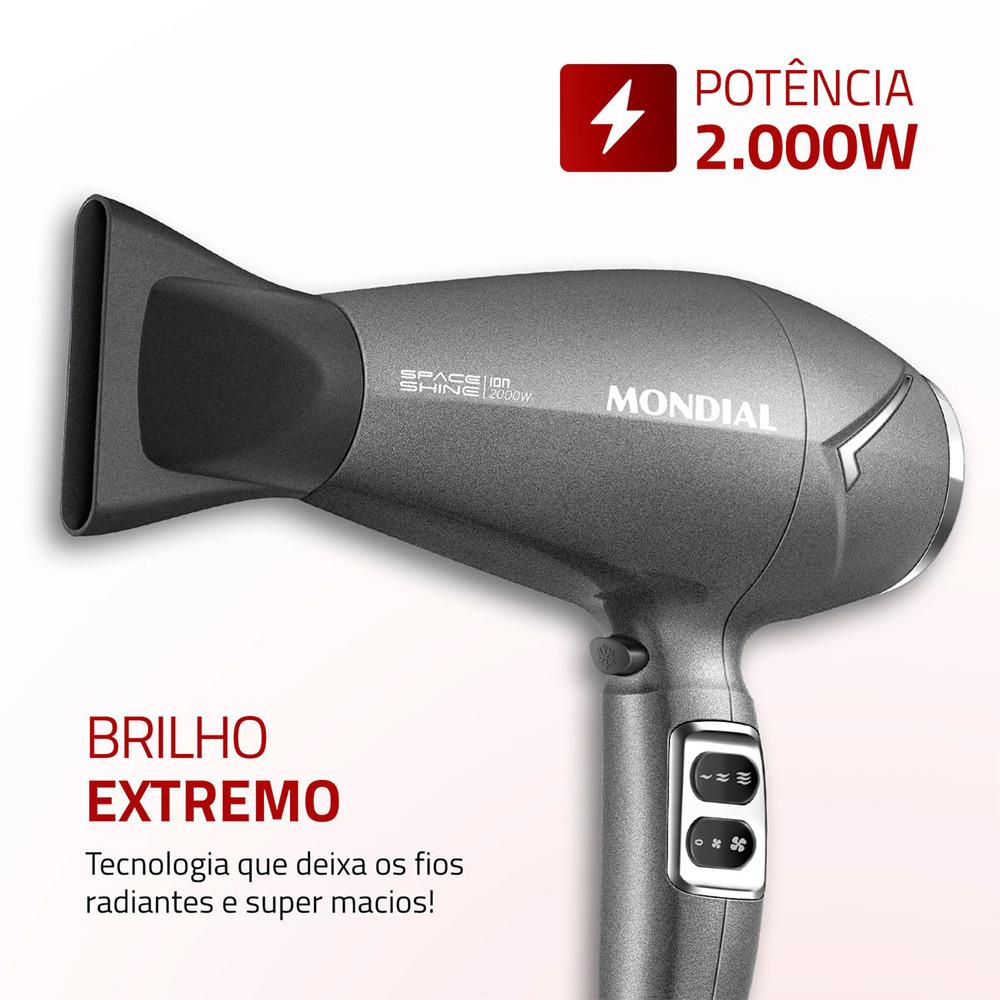 Secador De Cabelos Sc-20 Space Shine Mondial 2000w Grafite