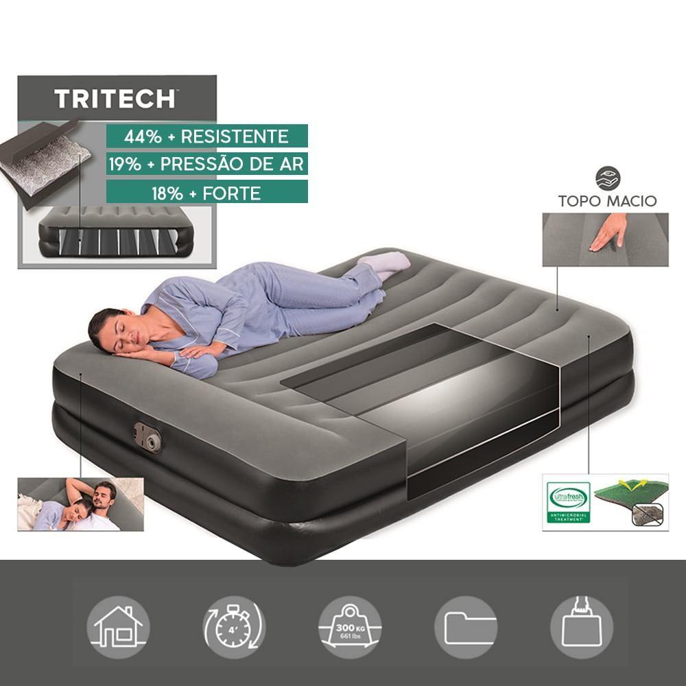 Colchao Inflavel Casal Queen Premium Preto C/Bomba Embutida + Bolsa Bestway